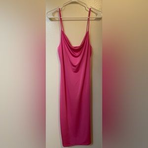 L'agence - Hot Pink Spaghetti Strap Midi Slip‎  Cowl Neck Dress Size 2